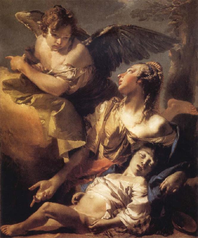 Giovanni Battista Tiepolo Hagar and Ismael in the Widerness oil painting image
